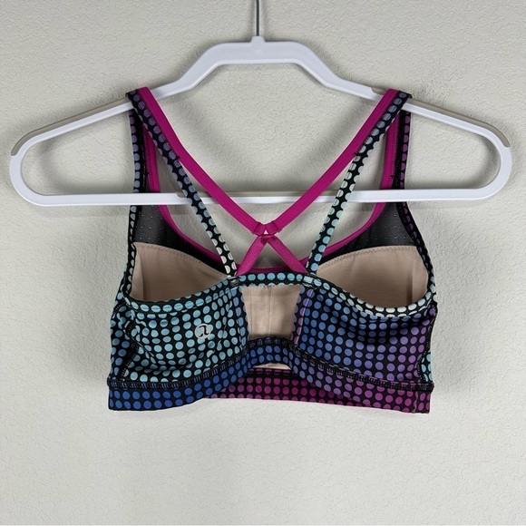 Lululemon Blue Pink Cosmic Dot Sweaty Endeavor Sports Bra Size 6 - Picture 3 of 5